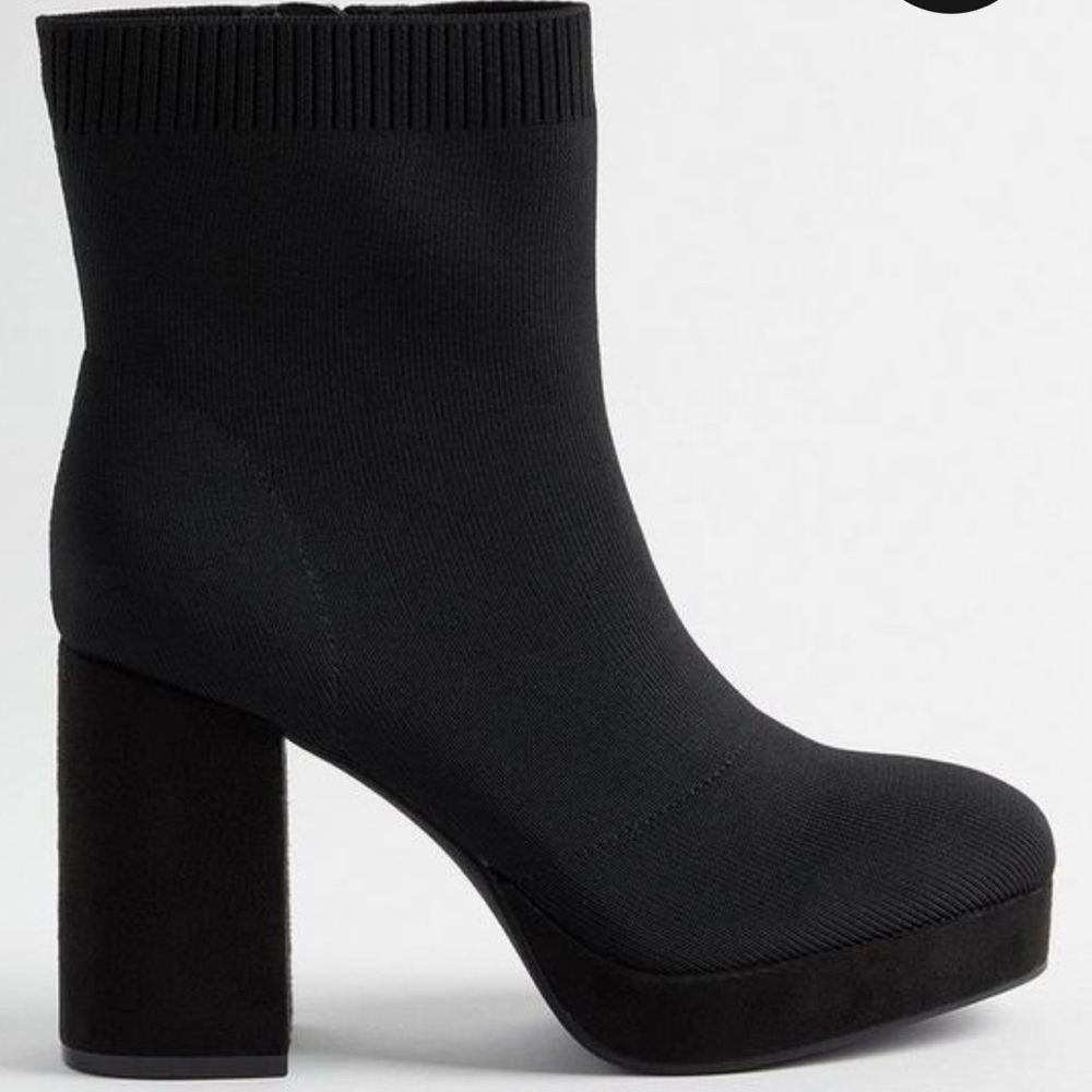 Knit platform bootie
